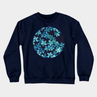 Hand Painted Floral Pattern in Teal & Navy Blue Crewneck Sweatshirt